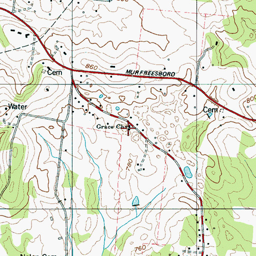 Topographic Map of Florenceville School, TN