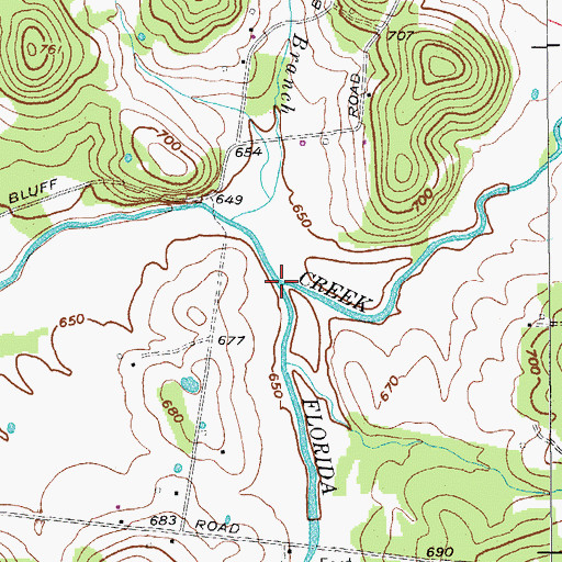 Topographic Map of Florida Creek, TN