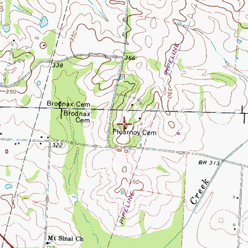 Topographic Map of Flournoy Cemetery, TN