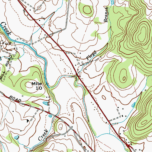 Topographic Map of Floyd Branch, TN