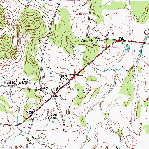 Topographic Map of Floyd Cemetery, TN