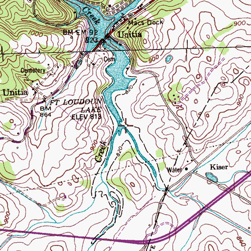 Topographic Map of Floyd Creek, TN
