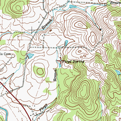 Topographic Map of Floyd Spring, TN