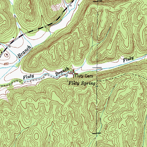 Topographic Map of Fluty Cemetery, TN
