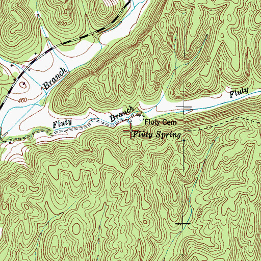 Topographic Map of Fluty Spring, TN