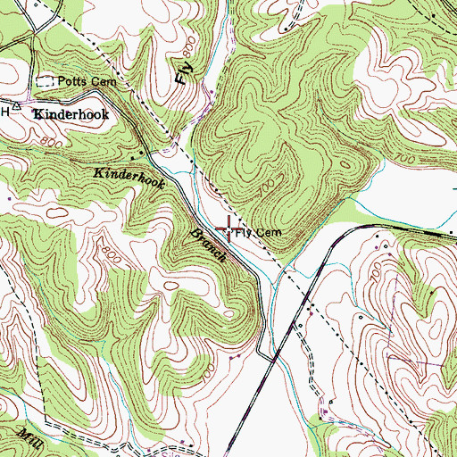 Topographic Map of Fly Cemetery, TN