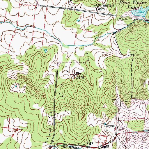 Topographic Map of Fly Cemetery, TN