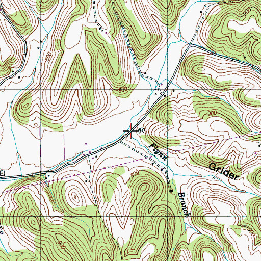 Topographic Map of Flynn Branch, TN