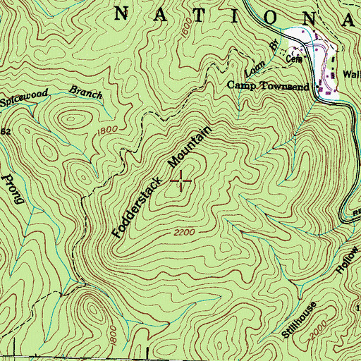 Topographic Map of Fodderstack Mountain, TN