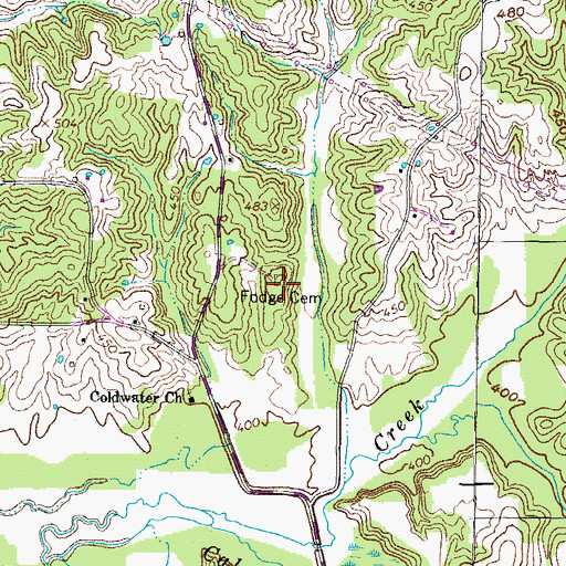 Topographic Map of Fodge Cemetery, TN