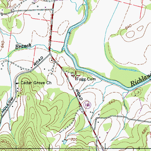 Topographic Map of Fogg Cemetery, TN