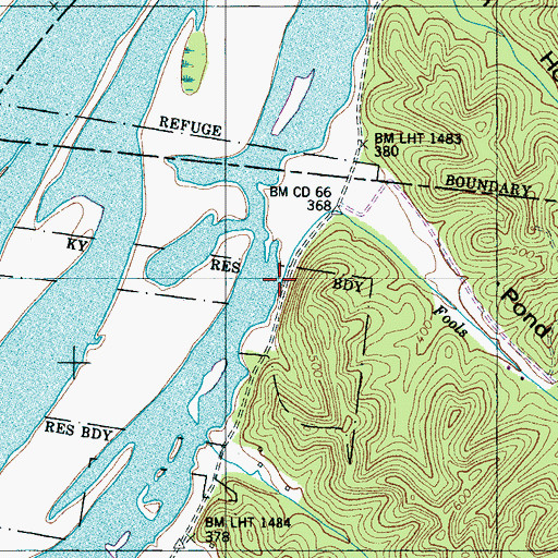 Topographic Map of Fools Branch, TN