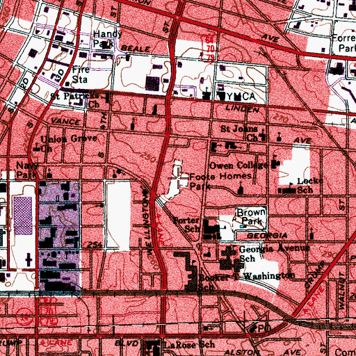Topographic Map of Foote Homes Park, TN