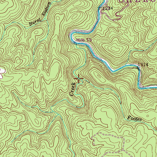 Topographic Map of Footes Creek, TN