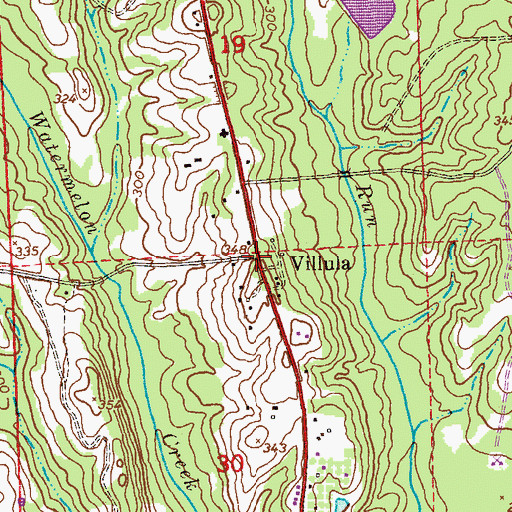Topographic Map of Villula, AL