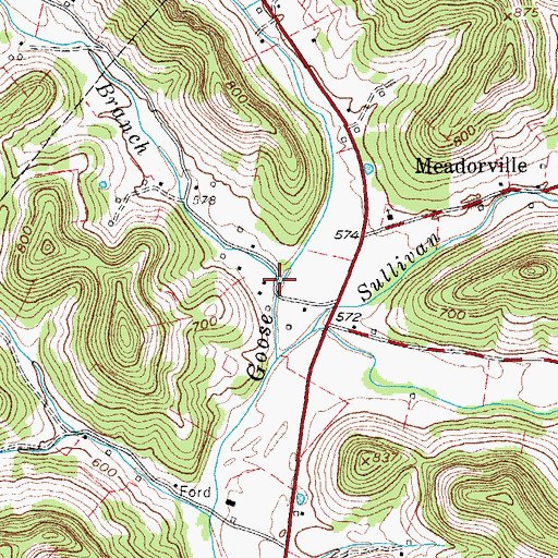 Topographic Map of Ford Branch, TN