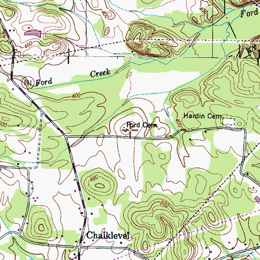 Topographic Map of Ford Cemetery, TN