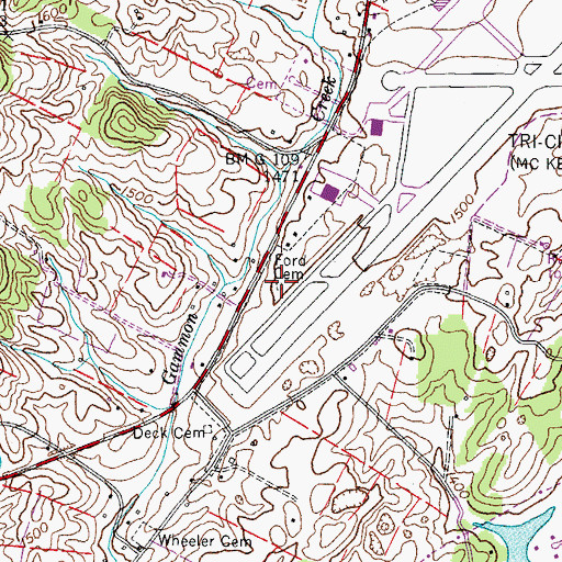 Topographic Map of Ford Cemetery, TN