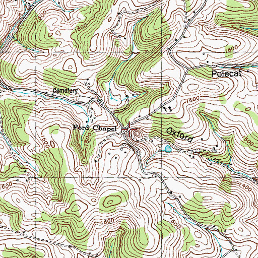 Topographic Map of Fords Chapel Methodist Church, TN