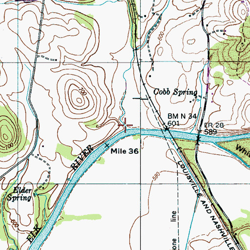 Topographic Map of Ford Creek, TN