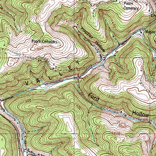 Topographic Map of Ford Hollow, TN