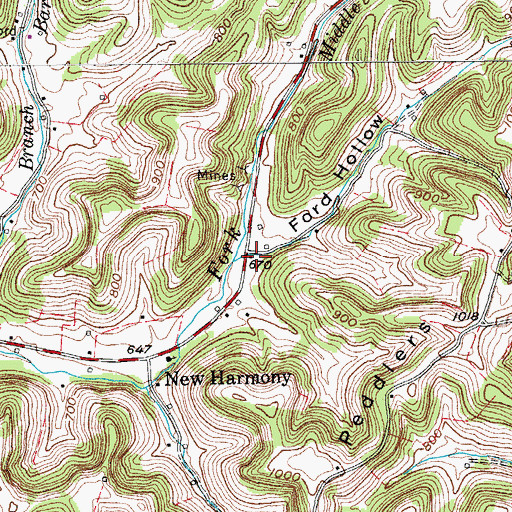 Topographic Map of Ford Hollow, TN