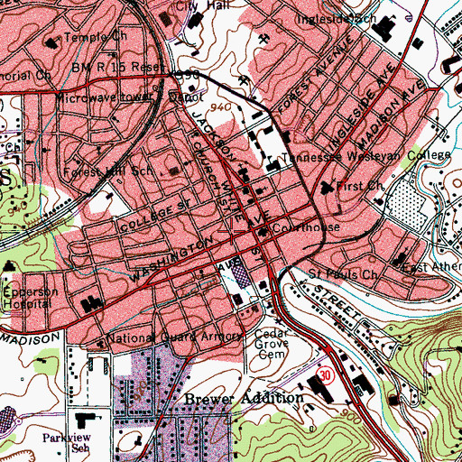 Topographic Map of Foree Hospital, TN