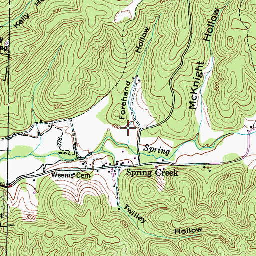Topographic Map of Forehand Hollow, TN