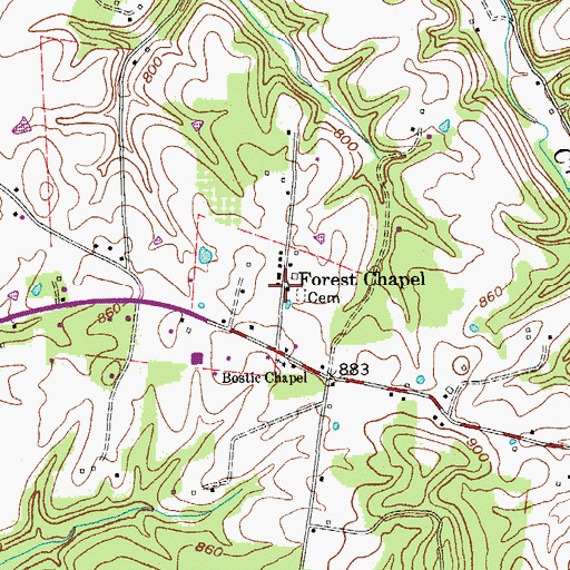 Topographic Map of Forest Chapel, TN