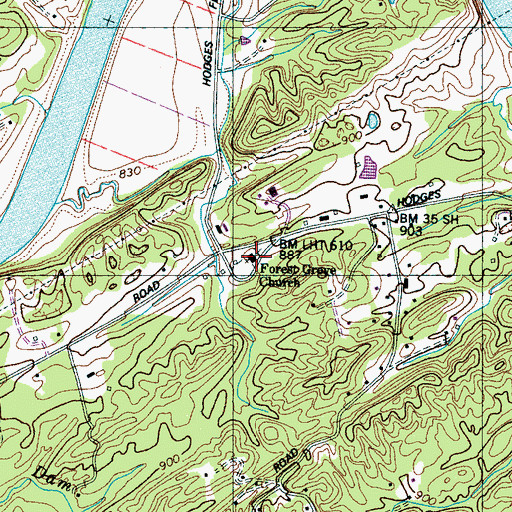Topographic Map of Forest Grove Church, TN