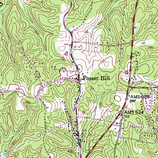 Topographic Map of Forest Hill, TN