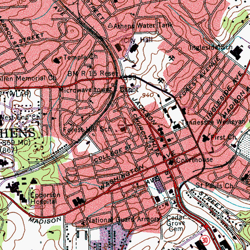 Topographic Map of Forest Hill School, TN