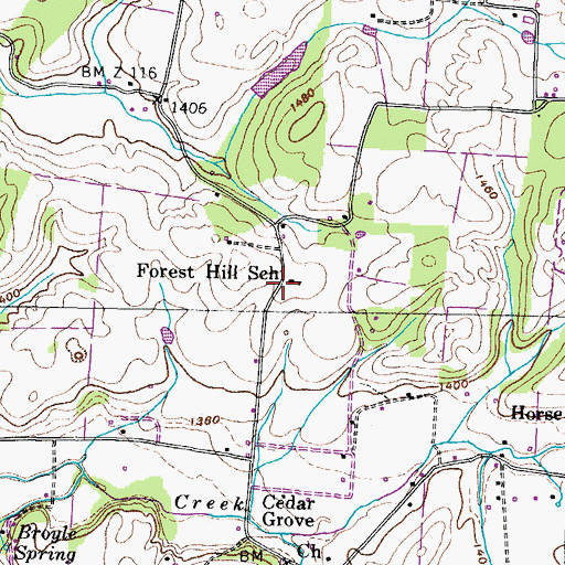 Topographic Map of Forest Hill School, TN