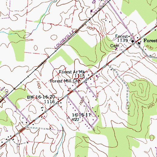 Topographic Map of Forest Mill Church, TN