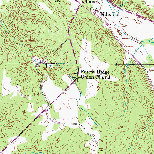 Topographic Map of Forest Ridge Union Church, TN