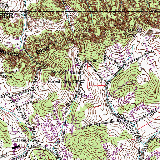 Topographic Map of Forest View Church, TN