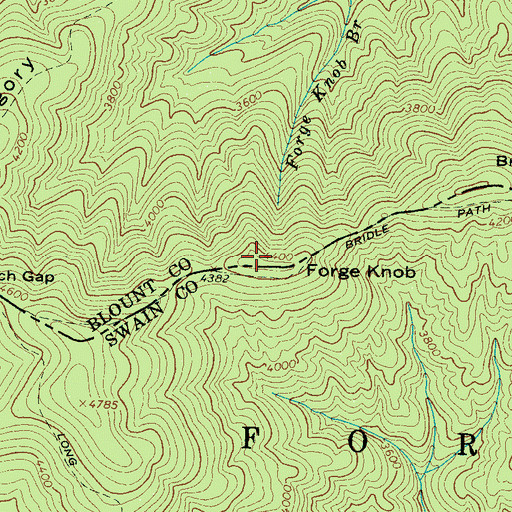 Topographic Map of Forge Knob, TN