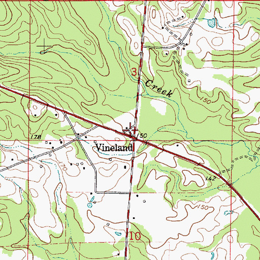Topographic Map of Vineland, AL