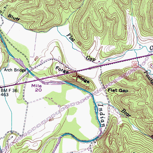 Topographic Map of Forge Ridge, TN