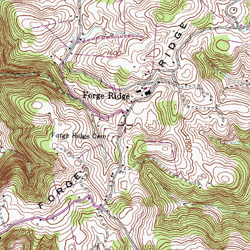 Topographic Map of Forge Ridge, TN