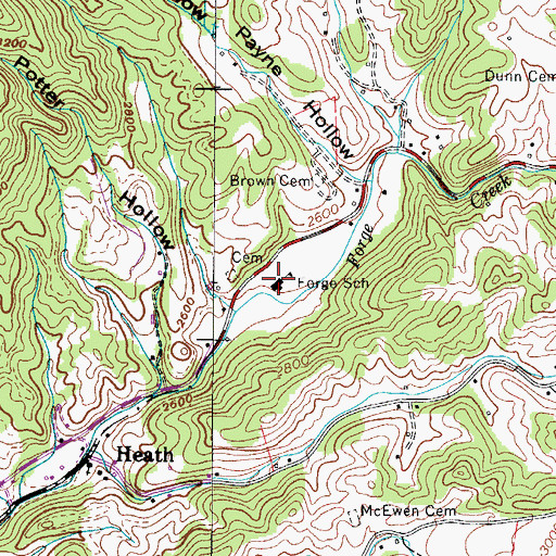 Topographic Map of Forge School, TN