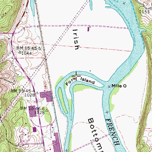 Topographic Map of Fork Island, TN