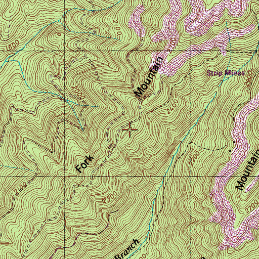 Topographic Map of Fork Mountain, TN