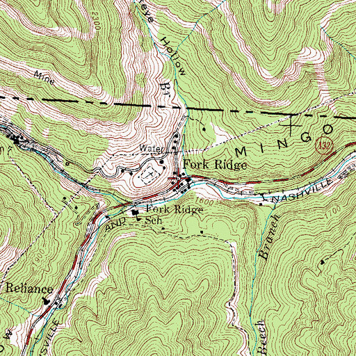 Topographic Map of Fork Ridge, TN