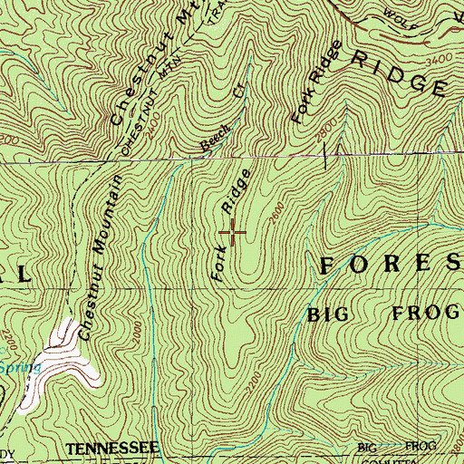 Topographic Map of Fork Ridge, TN