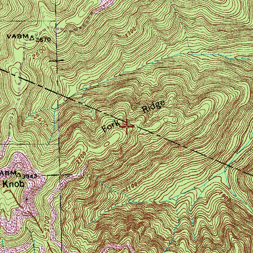 Topographic Map of Fork Ridge, TN