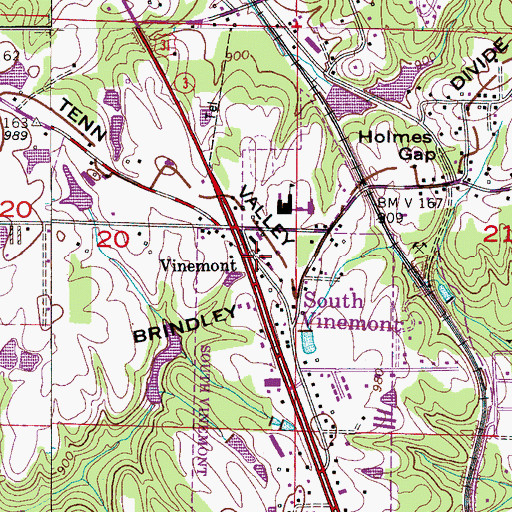 Topographic Map of Vinemont, AL