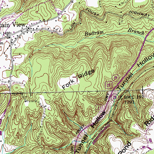 Topographic Map of Fork Ridge, TN