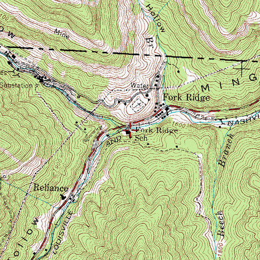 Topographic Map of Fork Ridge School, TN