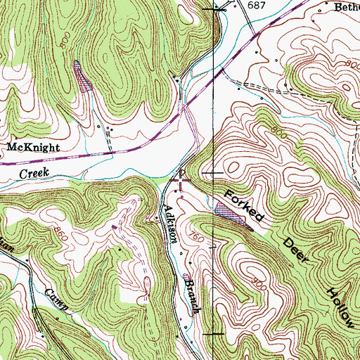 Topographic Map of Forked Deer Hollow, TN
